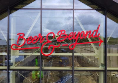 Wells & co Brewpoint beer & beyond letters fixed to glazing