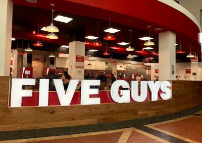 Five Guys Illuminated Acrylic Seating Letters