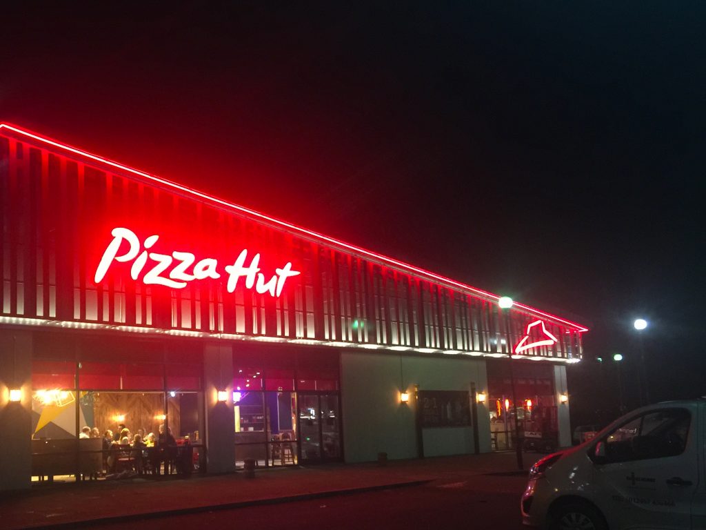 Pizza Hut Illuminated Restaurant Front