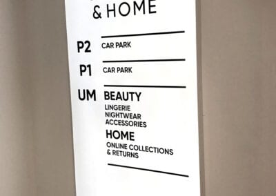 Next beauty & home directory light box on wall