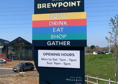 Wells & co Brewpoint totem sign including opening hours