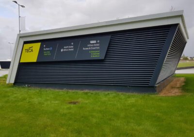 Outside Teca Event Complex Aberdeen aluminium tray with vinyl graphics