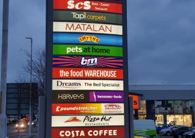 Westwood Retail Park illuminated totem tenant sign