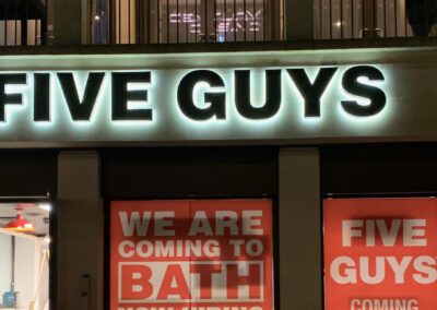 Halo Illuminated Letters at Five Guys Bath