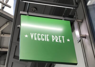 Pret A Manger Veggie Pret projecting sign with trough light