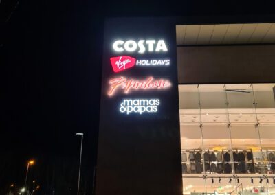 Next Maidstone Costa Virgin Holidays Paperchase and Mamas & Papas signs