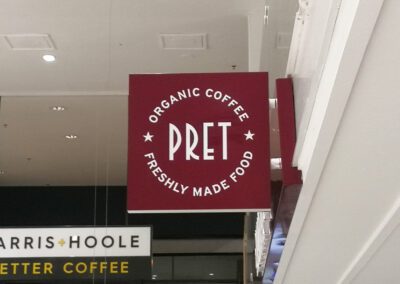 Pret A Manger Projecting Sign on bulkhead