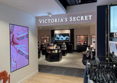 Inside Victoria's Secret Face illuminated letters and fabric lightbox