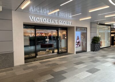 Victoria's Secret entrance sign with halo illuminated letters