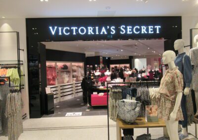 Victoria's Secret Entrance Sign with face illuminated letters, Edinburgh Scotland