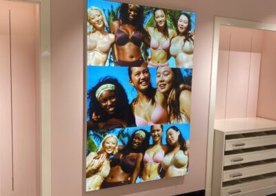 Illuminated fabric light box inside Victoria's Secret