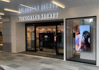 Victoria's Secret entrance sign with halo illuminated letters