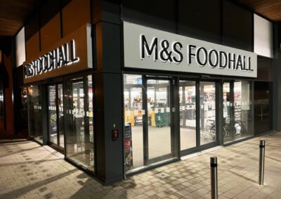 M&S foodhall fascia sign with halo illuminated built up letters